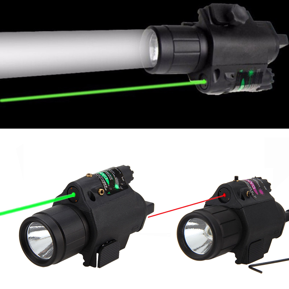 LED Tactical Flashlight Green/Red Laser Sight Combo Picatinny Mount 20mm Rail 