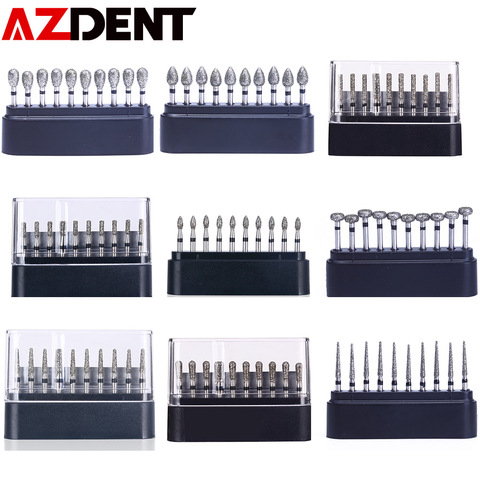 AZDENT 10 pcs/set  Dia.1.6mm Dental Diamond Burs Drills High Speed Handpiece Polishing Whitening Product ► Photo 1/6