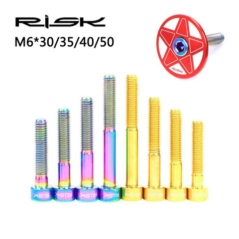 4 Colors RISK 1 pcs Bike Headset Bolt Titanium Aolly MTB Bicycle Stem Top Cap Bolt Screw M6 x 30/35/40/50 mm ► Photo 1/6