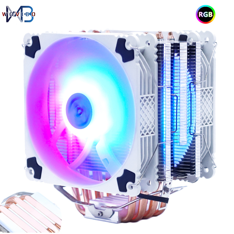Wovibo CPU Cooler Ventilador 120mm RGB Cooling Fan Ventilateur For Intel 1150 1151 1155 1200 1366 2011 X79 X99 AM3 AM4 Socket ► Photo 1/6