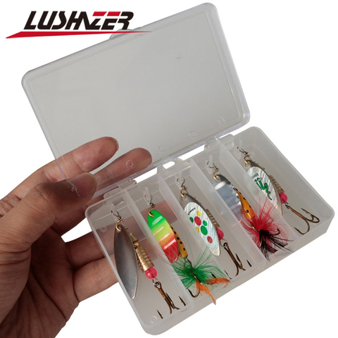 5pcs/lot LUSHAZER fishing spinner bait spoon lure 65mm metal lure pesca wobbler winter spinnerbait top water free with box ► Photo 1/6