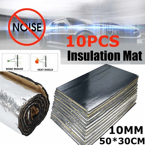 10Pcs 30x50cm 10mm Adhesive Car Soundproof Foam Cotton Home