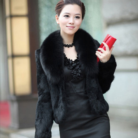 Short Fur Coats 2022 New Faux Fur Coat High Waist Fashion Slim Black Wine Red White Faux Fur Jacket Fake Rabbit Fur Jacket Coats ► Photo 1/5