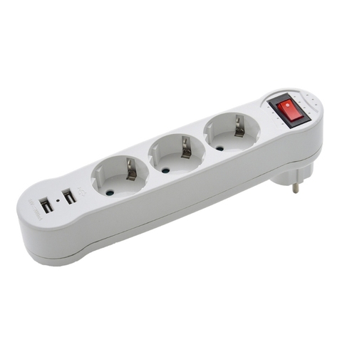 Dual USB EU Power Strip Terminal Board Conversion Plug 1 to 3 Way Port Power Adapter Socket Travel Plugs ► Photo 1/6