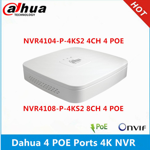 Dahua NVR4104-P-4KS2 4CH with 4 POE NVR4108-P-4KS2 8ch with 4PoE ports Max 8MP Resolution 4K H.265 Network Video Recorder ► Photo 1/3