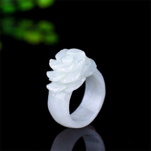 Koraba Band Ring Jade Stones for Women Jewellery Emerald  Engagement Rose Flower  Hand-carved for Women Luxury Jewelry ► Photo 1/5