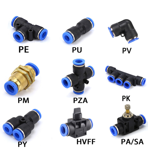 Pneumatic Fitting Quick Push in Connector Tee,L-Type,Cross,Throttle Valve For 4mm 6mm 8mm 10mm 12mm House Tube Straight Fittings ► Photo 1/5