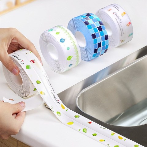 Kitchen Sink Waterproof Sticker Anti-mold Waterproof Tape Bathroom Countertop Toilet Gap Self-adhesive Seam Tape Stickers ► Photo 1/6