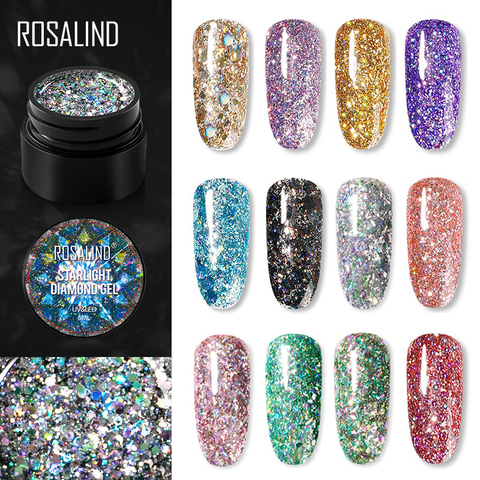 ROSALIND Gel Polish Nail Semi Permanent Gel Varnishes Glitter Paint Shiny Top Base Coat Tips For Nails Design Art Manicure Set ► Photo 1/6