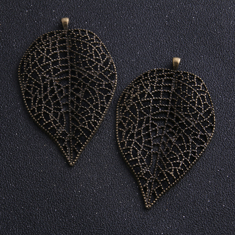 1pcs 49*80mm Hollow big Tree Leaf Charms Trendy Jewelry Antique bronze Metal Alloy Fit DIY Jewelry Making Pendant ► Photo 1/3