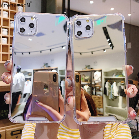 MrenewedM Luxury Shockproof Silicone Phone Case For iPhone 12Mini 12 Pro X XR Xs 11 Pro Max Makeup Mirror Cover On 6 6S 7 8 Plus ► Photo 1/6