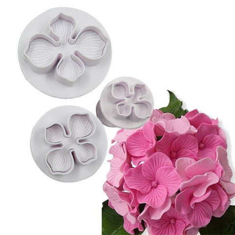 3Pcs/Set Silicone Hydrangea Fondant Cake Decorating SugarCraft Plunger Cutter Flower Blossom Mold Home Cake tools Free Shipping ► Photo 1/6