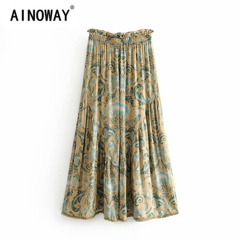 Vintage chic women floral print wide leg Bohemian pants ladies loose ruffles sashes rayon Boho long pants ► Photo 1/6