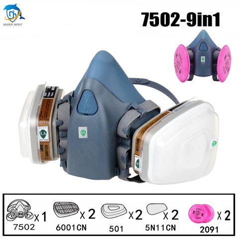 7 In 1/15 In 1/17 In 1 Industrial Painting Spraying Respirator Gas Mask Suit Safety Work Filter Dust Face Mask Replace 3M 7502 ► Photo 1/6