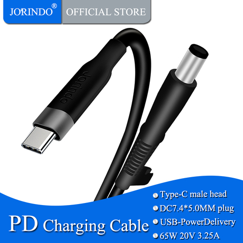 JORINDO Usb type c converter power line for 7.4 * 5.0mm dc plug pd connector emulator trigger charging cable for HP laptop ► Photo 1/6