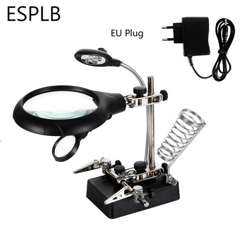 ESPLB Helping Hands Third Hand Soldering Iron Welding Stand Station with 5 LED Clip Welding Magnifier Magnifying Glass ► Photo 1/1