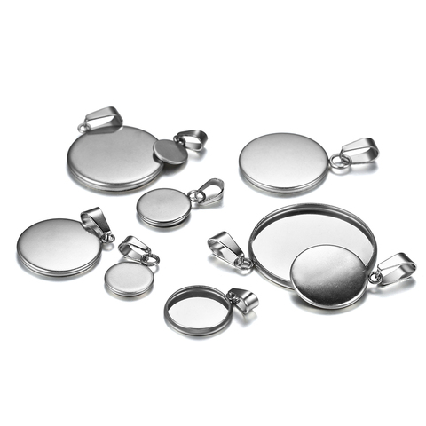 10pcs/lot 6-25mm Stainless Steel Round Pendant Cabochon Base Setting Tray Blank Charms Pendant for DIY Jewelry Making Supplies ► Photo 1/6