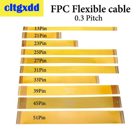 cltgxdd Gold plated FPC Connector cable Line 13 21 23 25 27 31 33 39 45 51 Pin FFC FPC Flexible Flat Ribbon Cable Pitch 0.3 mm ► Photo 1/6