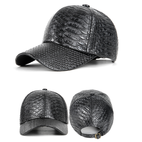 Crocodile Grain Leather Men Cap Solid Black Baseball Cap fashion Women Casual Sports Gorras Adjustable Swag Dad Hats ► Photo 1/6