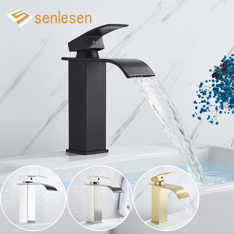 Senlesen Waterfall Bathroom Faucet Chrome Nickle Golden Black  Vessel Sinks Mixer Tap Cold And Hot Water Tap ► Photo 1/6