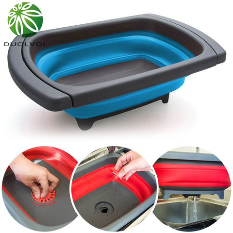 Fruit Vegetable Collapsible Colander Eco-friendly Foldable Kitchen Strainer Folding Drain Baskets With Retractable Handles ► Photo 1/6