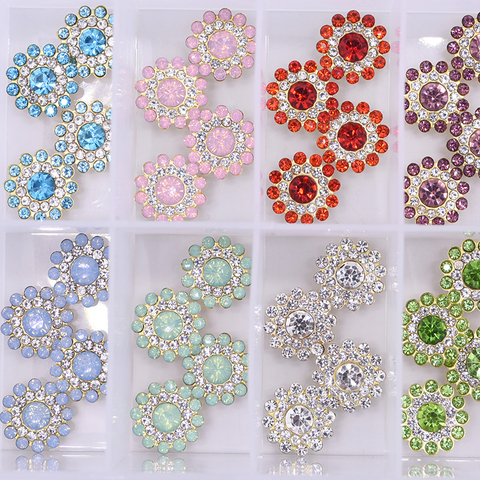 14mm Crystal AB Sunflower Rhinestones Glass With Claw Sew On Crystal Stone Strass Diamond Metal Base For Sewing Button ► Photo 1/6