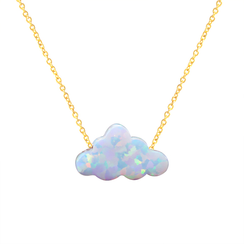 2022 New Design Cloud Shape Opal Necklace for Women Handmade Necklace With Stainless Steel Chain Christmas Gift Jewelry ► Photo 1/6