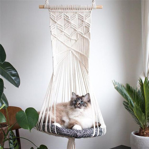 Bohemian Handwoven Tapestry Cotton Pet Cat Hammock Swing Bed Macrame For Home Bedroom Decoration Wall Hanging Without Mat ► Photo 1/6