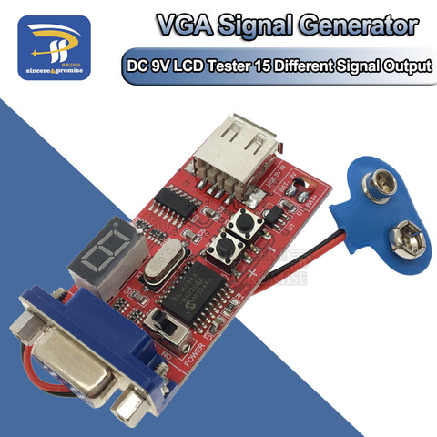 LED digital VGA Signal Generator LCD Tester 15 Different Signals Output USB Battery Dual Power Supply DC 9V Module ► Photo 1/6
