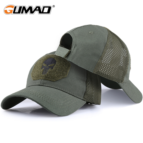 Hiking Caps Adjustable Breathable Mesh Skull Cap Tactical Military Camo Airsoft Sun Visor Trucker Hat Hunting Baseball Snapback ► Photo 1/6