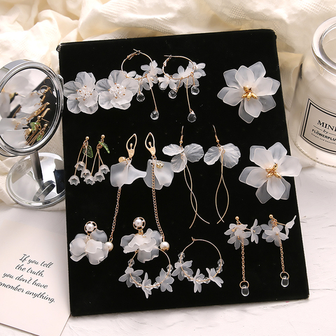 FNIO 2022 New Flower Bohemia Boho Earrings Women Fashion Long Hanging Earrings Crystal Female Wedding Earings Party Jewelry ► Photo 1/6