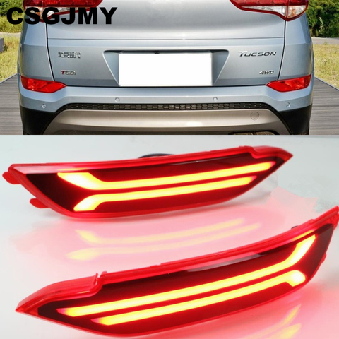 2 PCS for hyundai tucson 2015-2022 LED warning light brake light moving turn signal rear bumper light reflector with 3 functions ► Photo 1/6