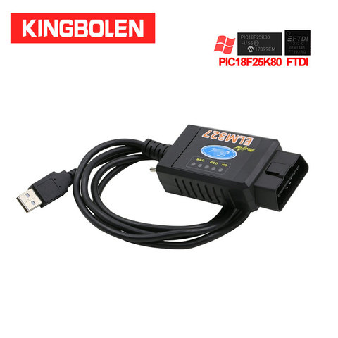 Code Reader ELM327 USB V1.5 PIC18F25K80 Chip OBDII Car Scanner Tool for  Ford HS/MS CAN Switch FORscan ELM 327 Diagnostic Tool