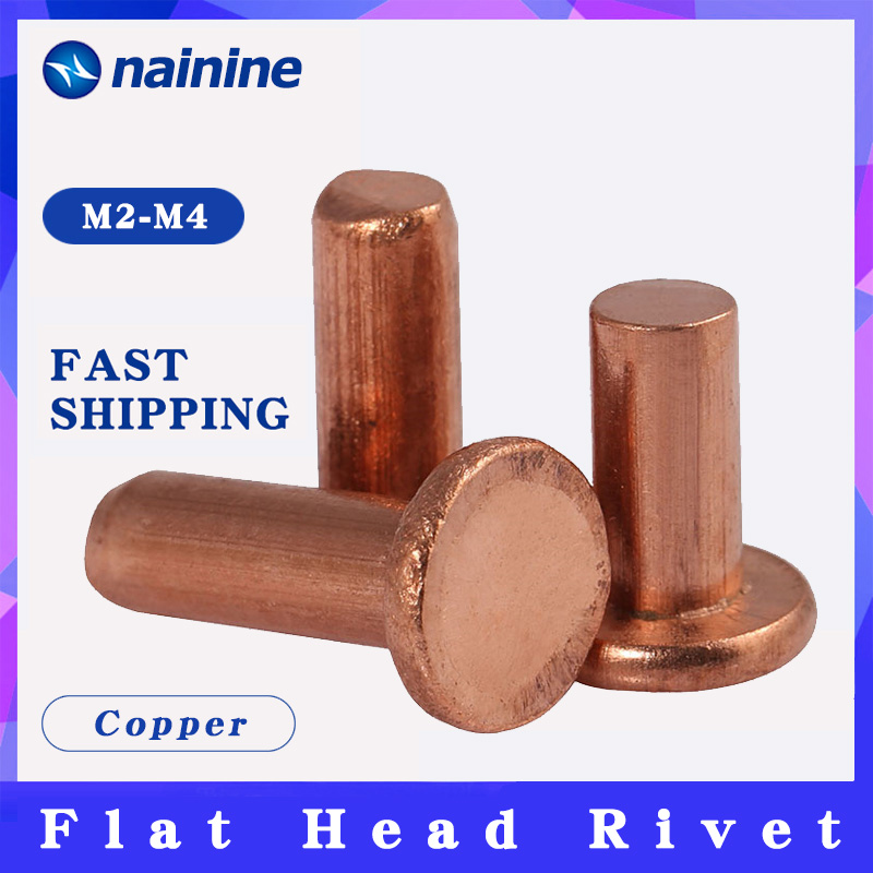 M5 M6 M8 Flat Head Knurling Copper Rivets Solid Brass Rivet Fasteners 