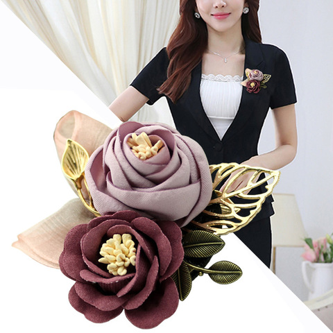 i-Remiel Korean Cloth Art Fabric Flower Brooch Shirt Collar Vintage Pins and Brooches for Women Dress Shirt Collar Accessories ► Photo 1/6