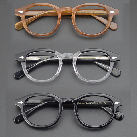 Johnny Depp Vintage Acetate Glasses Frame Men Women Luxury Brand Prescription Myopia Round Optical Eyeglasses Frame Eyewear ► Photo 1/6