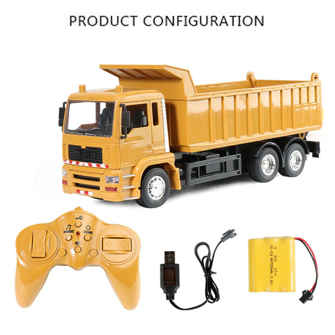 RC cars  dump truck Toys for children boys Xmas birthday gifts yellow color RC Engineering truck model  Beach toys  transporter ► Photo 1/6