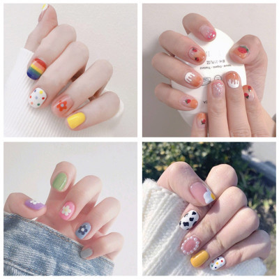 Full Cover Wraps Nail Polish Stickers Strips Plain Nail Art Decorations Heart Designs Glitter Powder Manicure Tips ► Photo 1/6