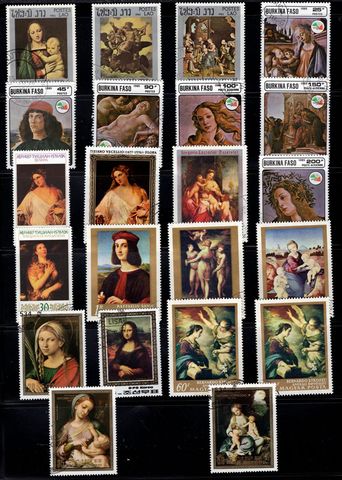 50Pcs/Lot Famous Art Painting Stamp Topic All Different From Many Countries NO Repeat Postage Stamps with Post Mark Collecting ► Photo 1/2