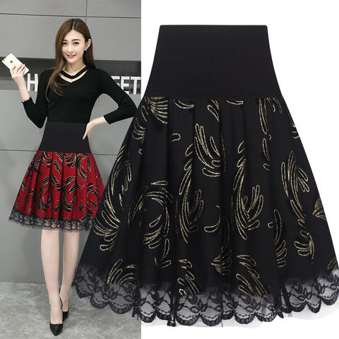 Voile Pleated A- line Short Skirt Elastic Waist Large Size Woman Skirts Mujer Faldas Saias Mulher ► Photo 1/6