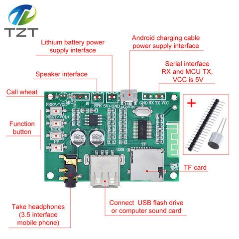 BT201 Dual Mode 5.0 Bluetooth Lossless Audio Power Amplifier Board Module Tf Card U Disk Ble Spp Serial Port Transparent Trans ► Photo 1/6