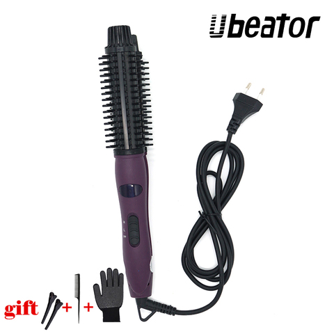 4 in 1 Ceramic Styler Hair Curler Brush Straight and Curl Curling Iron  perm hair comb pear flower electric round brush shape ► Photo 1/6