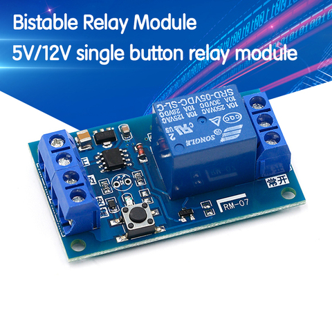 Bistable Relay Module 5V/12V Single Button Relay Module One Key Car Modification Start-Stop Self locking Car Modification Switch ► Photo 1/6