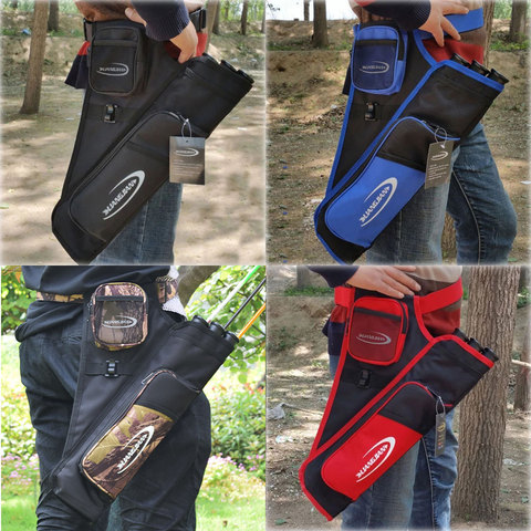 Archery Quiver Bag Black/ Blue/ Red/ Camo four colour Adjustable Belt 3 tubes Arrow Quiver for bow shooting Archery Accessories ► Photo 1/6