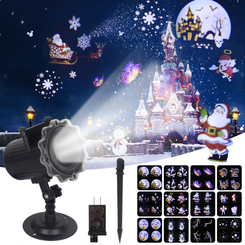 Christmas Laser Projector Animation Effect IP65 Indoor/Outdoor Halloween Projector 12 Patterns Snowflake/Snowman Laser Light ► Photo 1/6