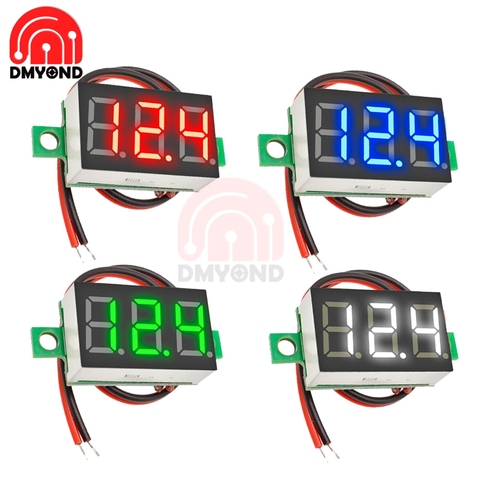 DC 12V 0.36 Inch 2 wire Red Blue White Green Mini Digital LED Display Voltmeter Panel Voltage Meter 3-Digit Adjustment Voltmeter ► Photo 1/6