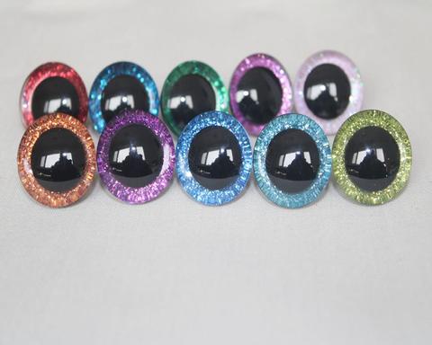 20pcs/lot---16mm & 20mm & 24mm clear 3D glitter eyes plastic safety toy eyes + glitter Nonwovens + washer--size option ► Photo 1/6