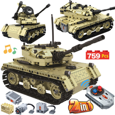 759PCS City Military Remote Control Tank 2 in 1 Model Building Blocks Technic RC Tank Electric Bricks Toys For Boy Gifts ► Photo 1/6