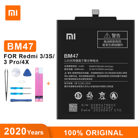Xiao Mi Original Battery BM47 4100 mAh for Xiaomi Redmi 3S 3X Redmi 4X  Redmi 3 / 3pro High Quality Phone Replacement Batteries ► Photo 1/6