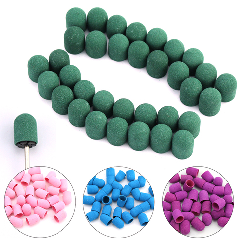 50pcs 13*19mm Milling Nail Sanding Caps Electric Plastic With Rubber Grip Drill Foot Cuticle Polishing Accessories Pedicure Tool ► Photo 1/6